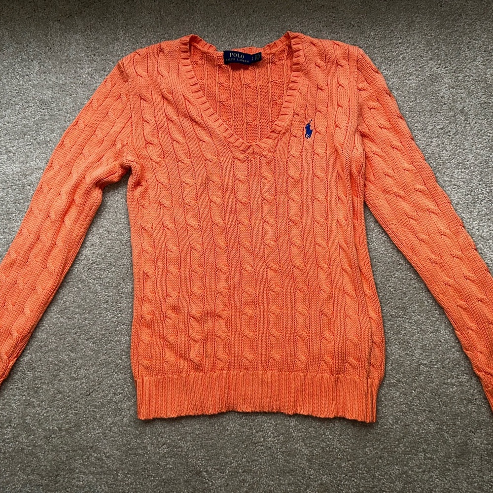 Ralph Lauren Women's V-Neck Orange Sweater